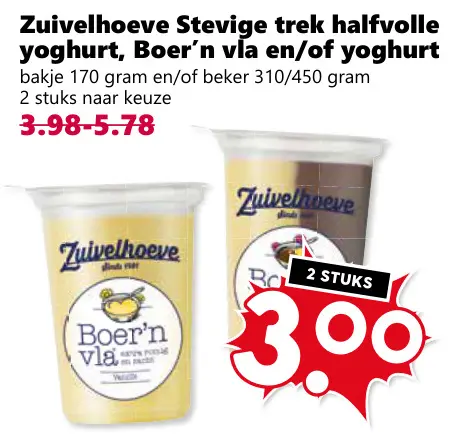 Aanbieding: Stevige trek halfvolle yoghurt, Boer'n vla en/of yoghurt