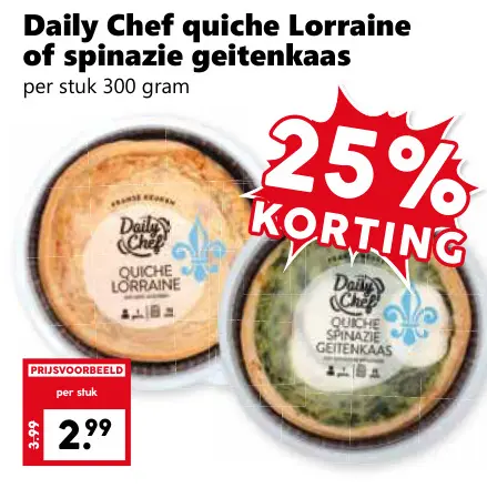 Aanbieding: quiche Lorraine of spinazie geitenkaas