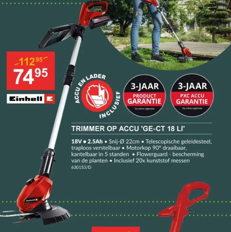 Promotie: Trimmer op accu 'ge-ct 18 li'