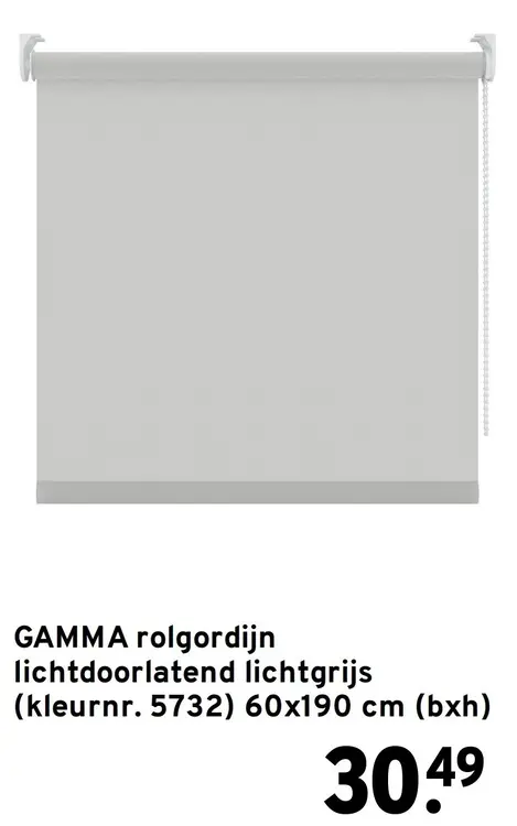 Aanbieding: Rolgordijn lichtdoorlatend lichtgrijs (kleurnr. 5732) 60x190 cm (bxh)