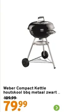 Aanbieding: Weber Compact Kettle houtskool bbq metaal zwart