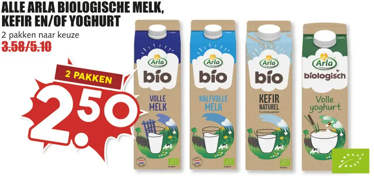 Aanbieding: Biologische melk, kefir en/of yoghurt