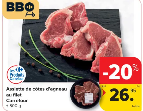 Offre: Assiette de côtes d'agneau au filet