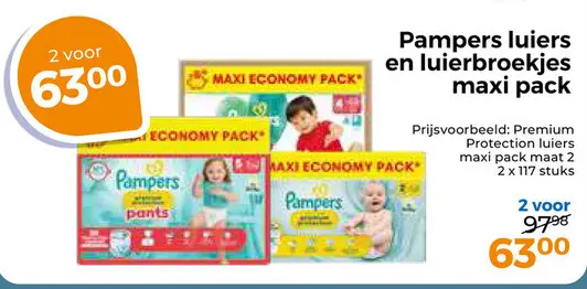 Aanbieding: Pampers luiers en luierbroekjes maxi pack