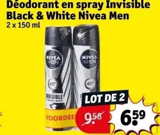 Offre: Déodorant en spray Invisible Black & White Nivea Men