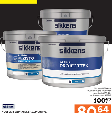 Aanbieding: Sikkens Muurverf Alpha Projecttex mengbasis W