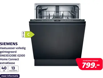 Aanbieding: Siemens SN63EX20BE iQ300 Home Connect extraKlasse