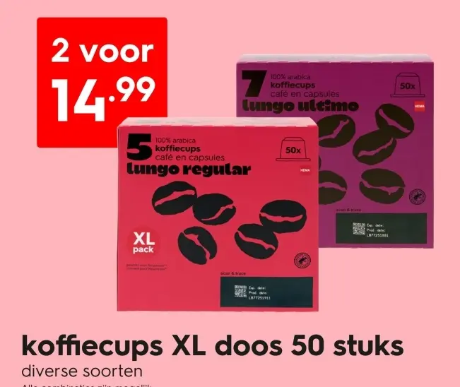 Aanbieding: koffiecups XL doos
