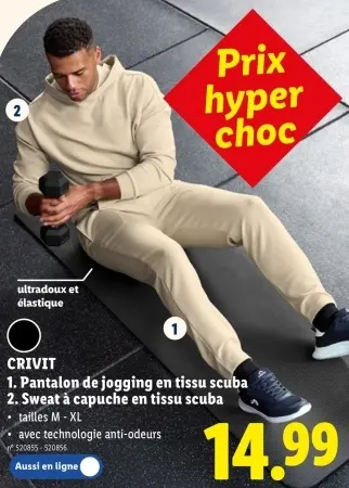 Offre: Pantalon de jogging en tissu scuba et Sweat à capuche en tissu scuba