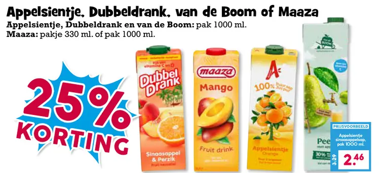 Aanbieding: Appelsientje, Dubbeldrank, van de Boom of Maaza