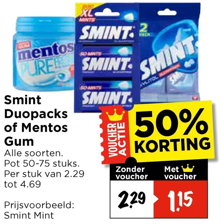 Aanbieding: Duopacks of mentos gum