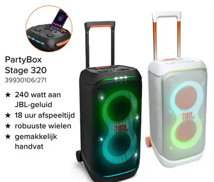Promotie: JBL Partybox Stage 320 - Bluetooth Party Speaker - Zwart