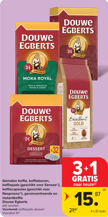 Promotie: Gemalen koffie, koffiebonen, koffiepads, koffiecapsules, geconcentreerde en instantkoffie