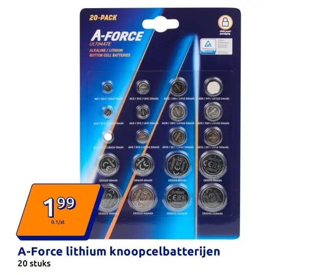 Promotie: A-Force lithium knoopcelbatterijen