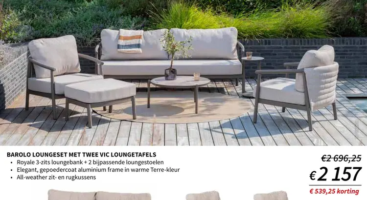 Promotie: Barolo loungeset met twee VIC loungetafels