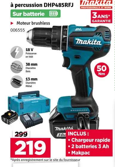 Offre: Perceuse à percussion DHP485RFJ