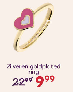 Aanbieding: Zilveren goldplated ring emaille roze