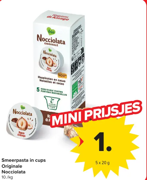 Promotie: Smeerpasta in cups Originale Nocciolata