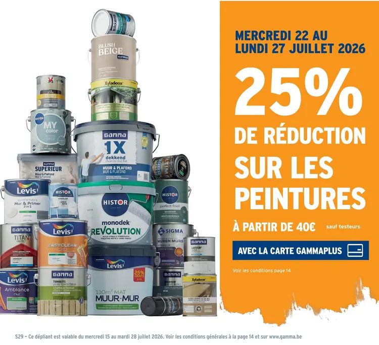 Offre: 25% de réduction sur les peintures