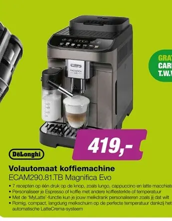 Aanbieding: DeLonghi ECAM290.81.TB Magnifica Evo Volautomatische Koffiemachine