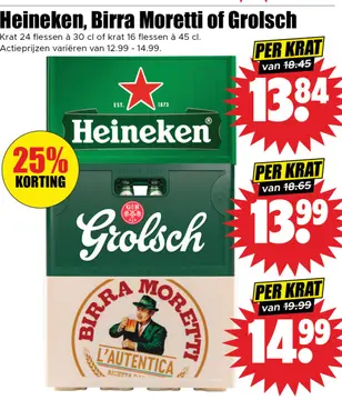 Aanbieding: Heineken, Birra Moretti of Grolsch
