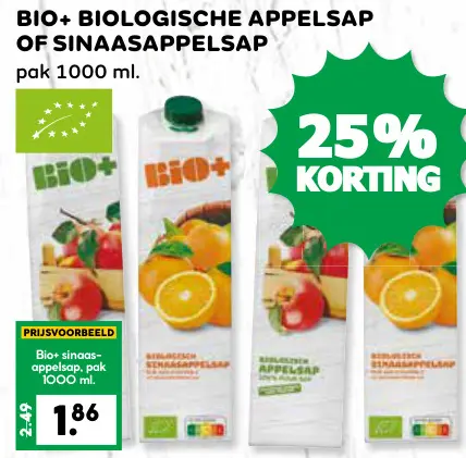 Aanbieding: Biologische appelsap of sinaasappelsap