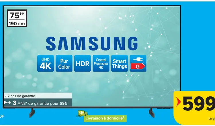 Offre: Téléviseur LED UHD 4K 75" UE75U7020F