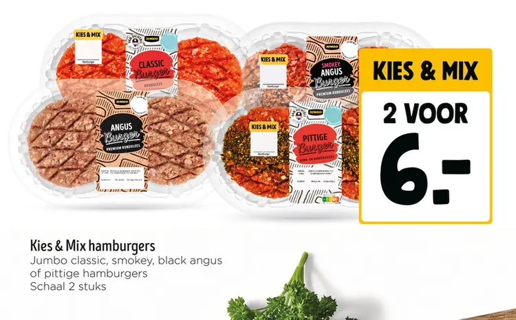Aanbieding: Classic, smokey, black angus of pittige hamburgers