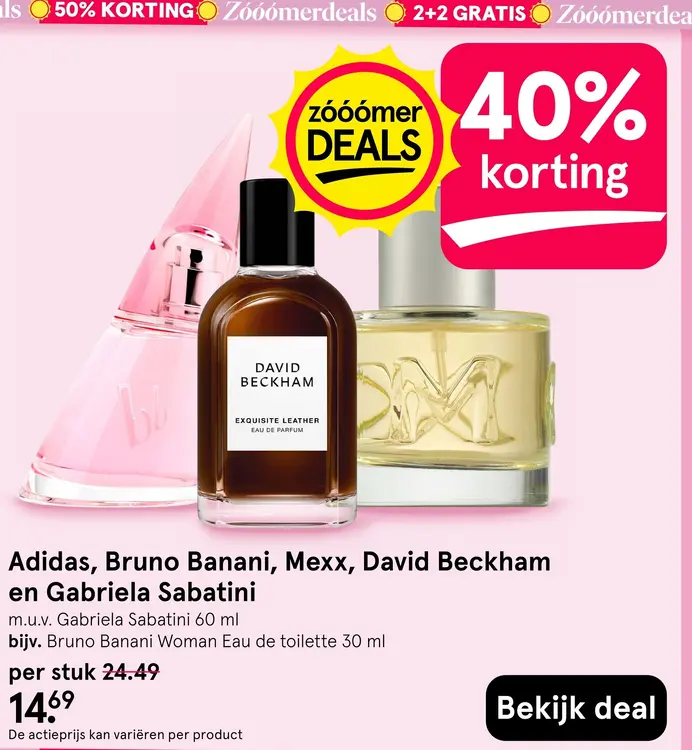 Aanbieding: Adidas, Bruno Banani, Mexx, David Beckham en  Gabriela Sabatini