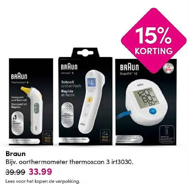 Aanbieding: oorthermometer thermoscan 3 irt3030