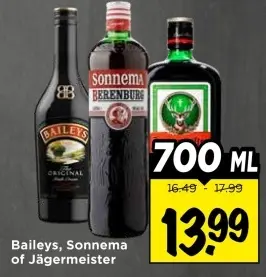 Baileys, Sonnema of Jägermeister