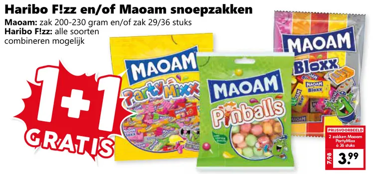 Aanbieding: Haribo F!zz en/of Maoam snoepzakken