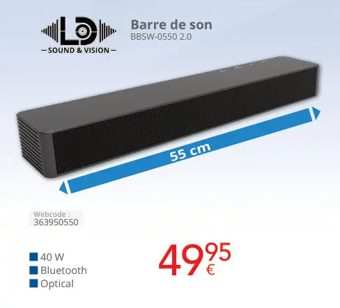 Offre: Barre de son BBSW-0550 2.0