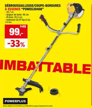 Offre: Powerplus EG POWEG30408 débroussailleuse thermique 42,7cc