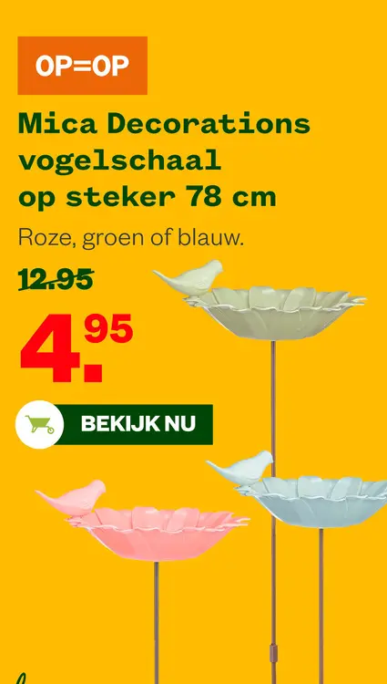 Aanbieding: Mica Decorations vogelschaal op steker