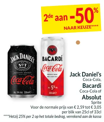 Promotie: Jack Daniel's Coca-Cola, Bacardi Coca-Cola of