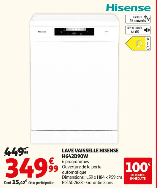 Offre: Lave vaisselle h642d90w
