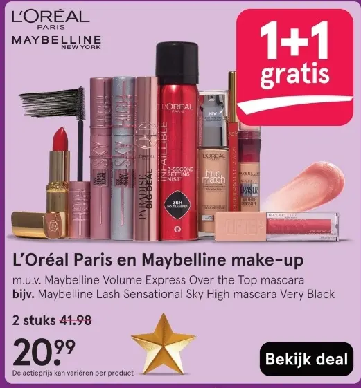 Aanbieding: L'Oréal Paris en Maybelline make-up
