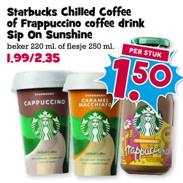 Aanbieding: Starbucks Chilled Coffee of Frappuccino coffee drink Sip On Sunshine