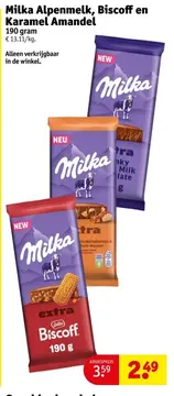 Aanbieding: Milka Alpenmelk, Biscoff en Karamel Amandel
