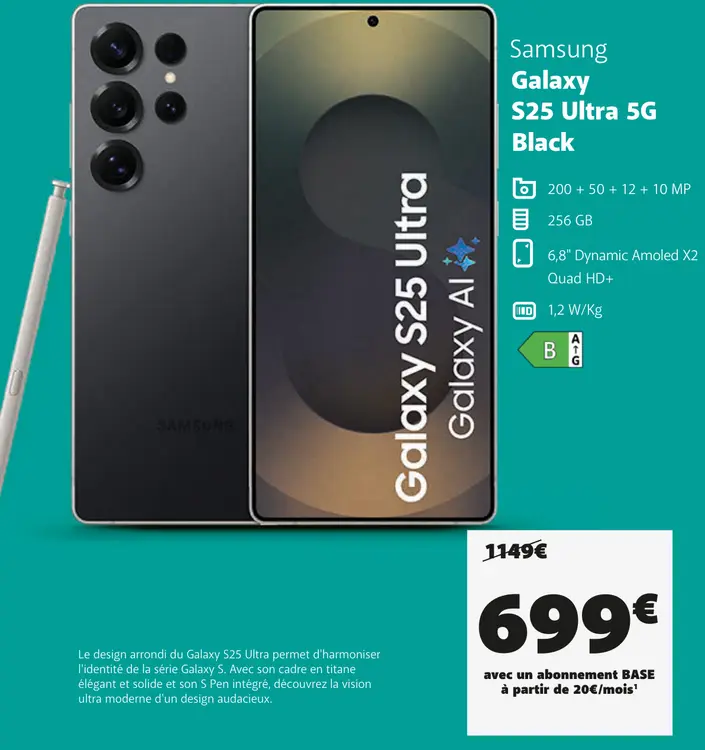 Offre: Samsung Galaxy S25 Ultra 5G Black