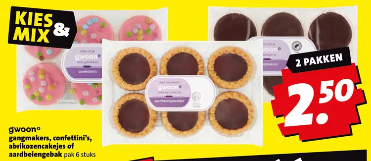 Aanbieding: Gangmakers, confettini's, abrikozencakejes of aardbeiengebak