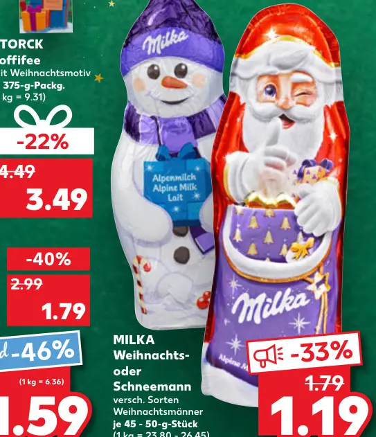 Aanbieding: MILKA Weihnachts- oder Schneemann