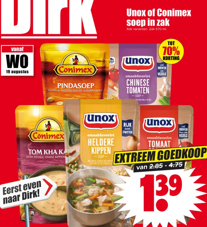 Aanbieding: Unox of Conimex soep in zak