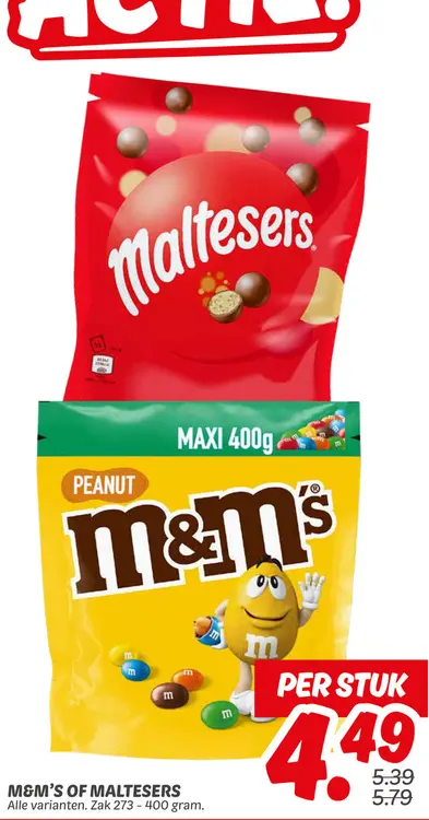 Aanbieding: M&m's of Maltesers