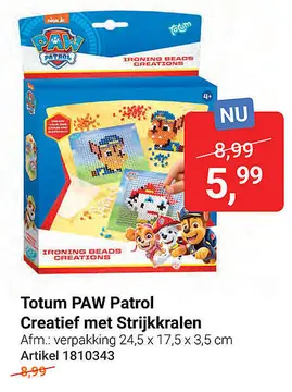 Aanbieding: Totum PAW Patrol Creatief met Strijkkralen