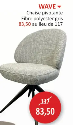 Offre: Chaise pivotante Fibre polyester gris