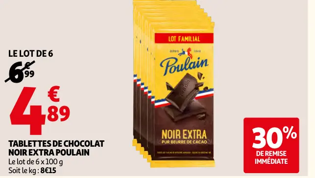 Offre: Tablettes de chocolat noir extra