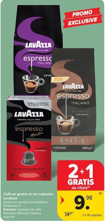 Offre: Café en grains ou en capsules