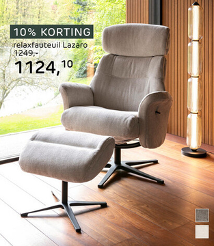 Aanbieding: Lazaro, Relaxfauteuil (Incl. Poef) - Stof Livigno - Bruin